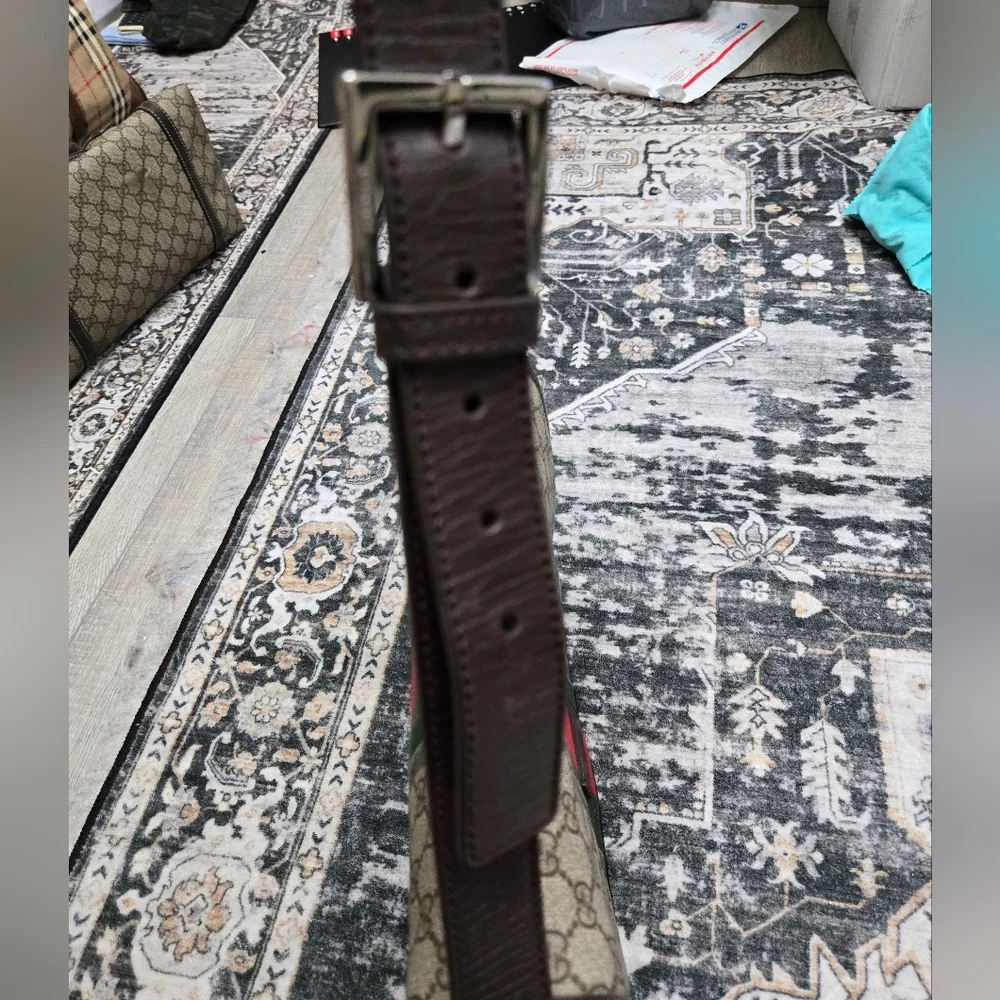 Gucci GG Plus Monogram Web Medium Flap Messenger Beige Dark Brown